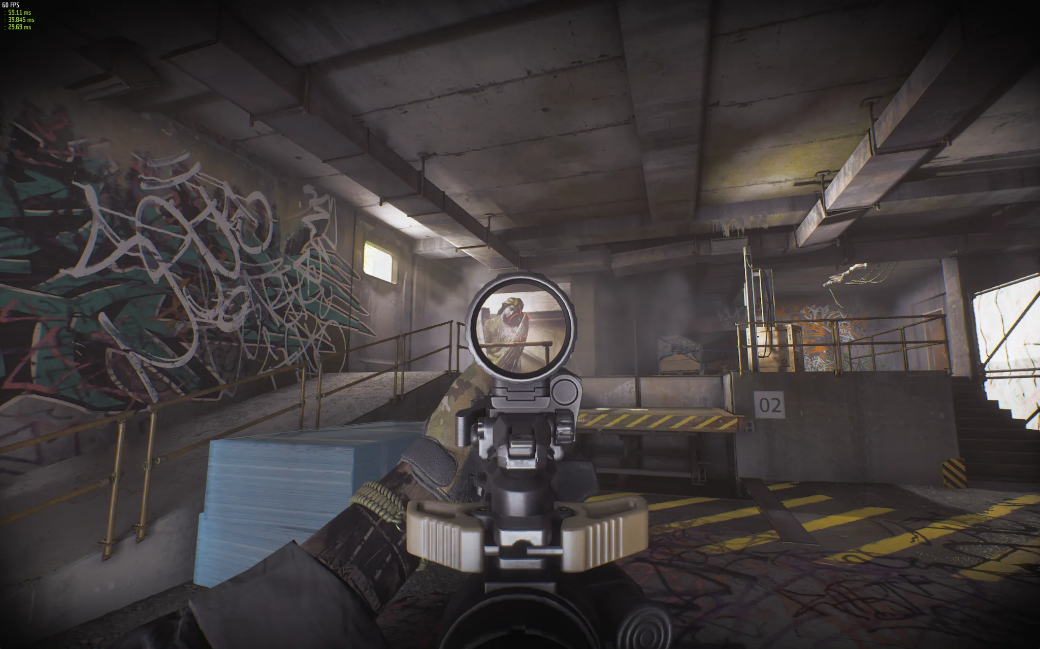 Player aims down sights at the distant anomaly.